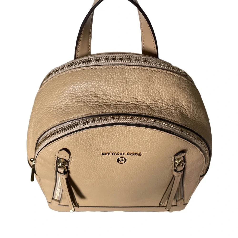 Michael Kors Brooklyn Signature Logo Semi Lux Medium Tan Backpack